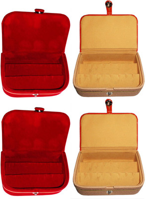

Sarohi Set of 4 velvet Vanity case Ring and Earring storage travelling Folder Box Vanity Box(Multicolor)