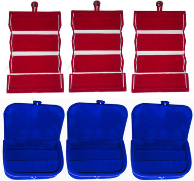 

Afrose Combo of 6 velvet Vanity case Ring and Earring storage travelling Folder Box Vanity Box(Multicolor)