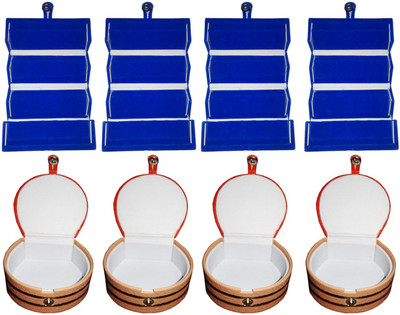 

Afrose Set of 8 velvet Vanity case Ring and Earring storage travelling Folder Box Vanity Box(Multicolor)