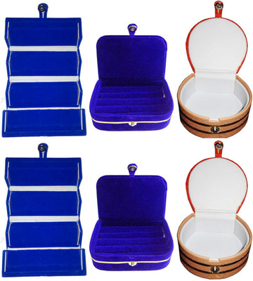 

Sarohi Combo of 6 velvet Vanity case Ring and Earring storage travelling Folder Box Vanity Box(Multicolor)