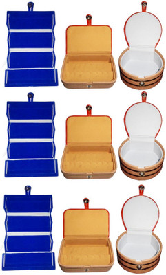 

Shivanshshine Combo 3 pc blue earring folder 3 ear ring box and 3 pc bangle box jewelry vanity case Vanity Box Vanity Box(Multicolor)
