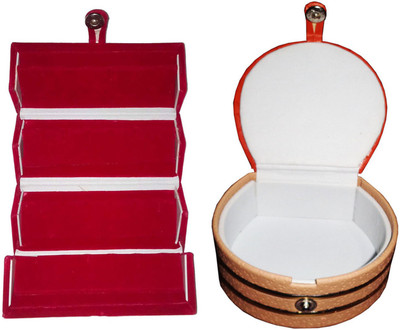 

Sarohi Set of 2 velvet Vanity case Ring and Earring storage travelling Folder Box Vanity Box(Multicolor)