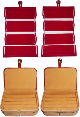 

Afrose Combo of 4 velvet Vanity case Ring and Earring storage travelling Folder Box Vanity Box(Multicolor)