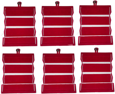 

Sarohi Set of 6 velvet Ear ring Folder Vanity case ring storage travelling Box Vanity Box(Maroon)
