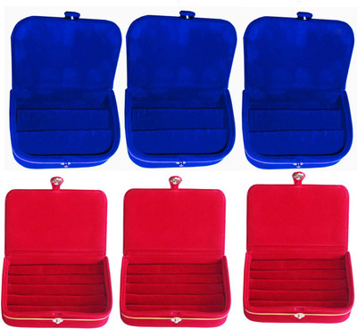 

Sarohi Combo of 6 velvet Vanity case Ring and Earring storage travelling Folder Box Vanity Box(Multicolor)
