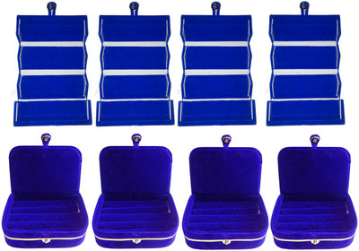 

Sarohi Set of 8 velvet Vanity case Ring and Earring storage travelling Folder Box Vanity Box(Multicolor)