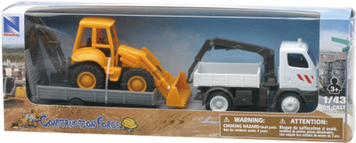 

New-Ray 1:43 Truck With Mounted Crane With Trailer + 1:48 Backhoe Loader(Multicolor)