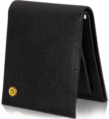 

POLLSTAR Men Black Genuine Leather Wallet(5 Card Slots)