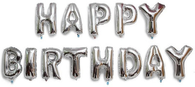 

modernwala Solid "HAPPY BIRTHDAY" Letters set-Foil Balloon(Silver, Pack of 13)