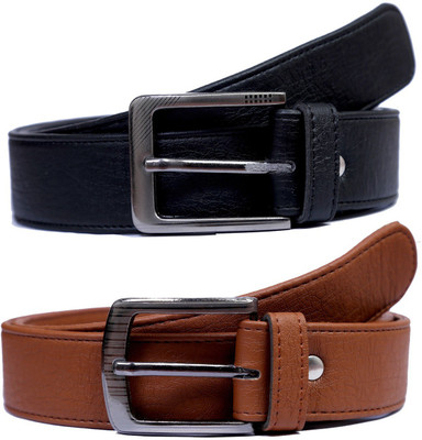 

Zeeko Men Formal Black, Tan Artificial Leather Belt, Brown