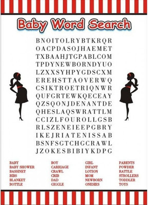 

Theme My Party Baby Shower theme ready to pop "Baby Word Search Game" (Pack of 10)(Multicolor)