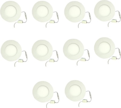 GALAXY 3 watt Led panel light Round,Cool white with 1 year warranty Set of 10 Recessed Ceiling Lamp(White)