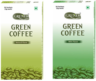 

Gruner Natural & Mint Instant Coffee(2 x 90 g, Plain, Green Coffee Flavoured)
