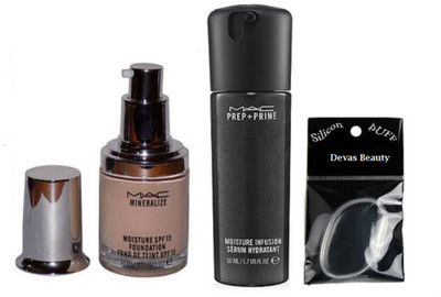 

divas beauty Silicon Puff With Mac Prem+prime face serum And mineralize moisture Liquid Foundation(Set of 3)