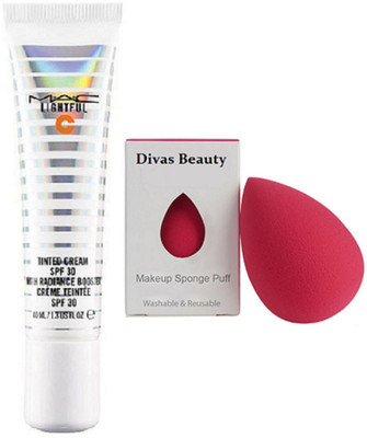 

divas beauty Sponge Puff, Mac Tinted Cream Foundation(Set of 2)