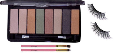 

Ultimate Makeup Brush 2, Eyelashes Mac Eye Shadow Pressed Powder 8 Shade Multicolours palette(Set of 4)