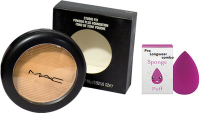 

Pro longwear combo Of Sponge Puff, Studio Powder plus Foundation Compact(Set of 2)