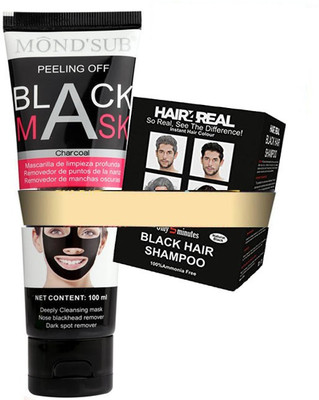 

Mond'sub Peel Off Black Mask 100 Ml Blackhead Remover tube & Hair4real Ammonia Free Natural Dye Shampoo 125 Ml Hair Color (Set Of 2)(Set of 2)