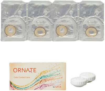 

ORNATE Hazel Colored Contact Lens 2 Pair with case (0 Power) Monthly Contact Lens(0, Hazel, Pack of 3)