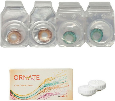 

ORNATE Brown & Turquoise Colored Contact Lens 2 Pair with case (0 Power) Monthly Contact Lens(0, Brown, Turquoise, Pack of 3)