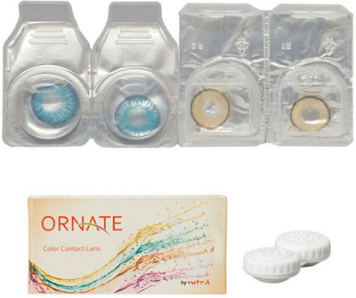 

ORNATE Blue & Hazel Colored Contact Lens 2 Pair with case (0 Power) Monthly Contact Lens(0, Blue, Hazel, Pack of 3)
