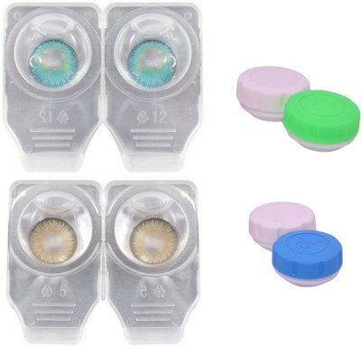 

Choice Empire 2 Pair Zero Power Monthly Contact Lens Without Solution - Aqua-Gold Color Lens Monthly Contact Lens(0 dioptres, Aqua, Gold, Pack of 4)