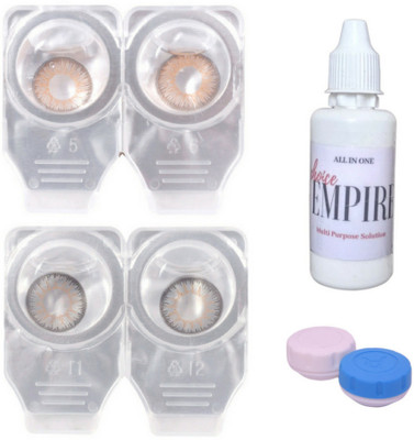 

Choice Empire 2 Pair Zero Power Monthly Contact Lens With Solution - Brown-Grey Color Lens Monthly Contact Lens(0 dioptres, Brown, Grey, Pack of 4)