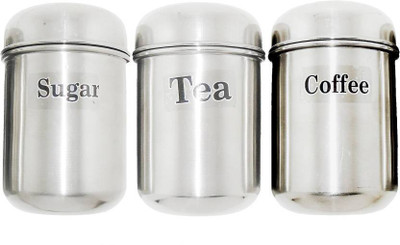 Meenamart.com Steel Tea Coffee & Sugar Container  - 700 ml(Pack of 3, Silver)