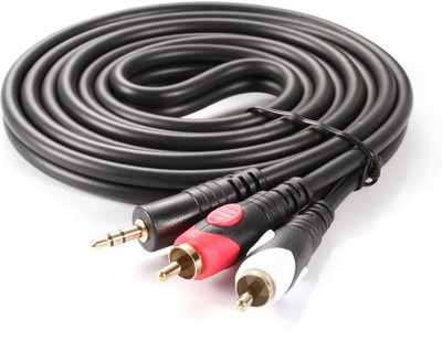 

Qthreee High Quality 2RCA To Stereo Male 3.5mm Aux Cable 1.5Mtr RCA Audio Video Cable(Home Theater, Black)