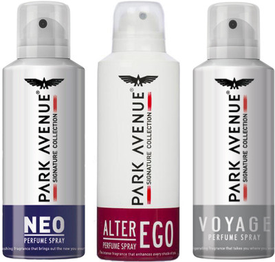 

Park Avenue NEO DEODORANT SPRAY 140 ML+ALTER EGO DEODORANT SPRAY 140 ML+VOYAGE DEODORANT SPRAY 140 ML Deodorant Spray - For Men & Women(140 ml, Pack of 3)