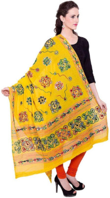 BLACK MACY Cotton Blend Embroidered Women Dupatta