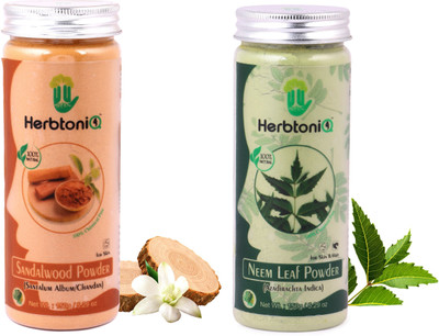 

HerbtoniQ 100% Natural Sandalwood Powder (Santalum Album/chandan) And Neem Leaf Powder (Azadirachta Indica) For Face Pack And Hair Pack(300 g)