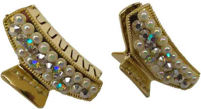

Pooja Trendz 2 Pcs Gold Color Pearl Hair Clutcher-Hair Claw/Clip. Hair Claw(Gold)