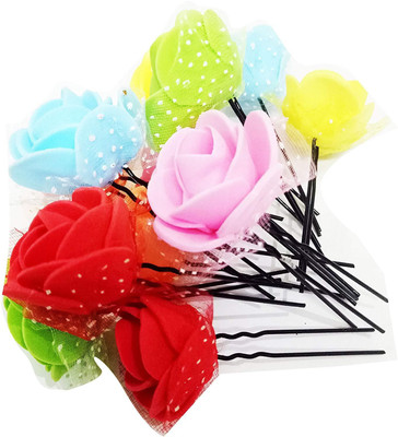 

shiviksha fancy juda pins for bun decoration set of 10 multi Hair Pin(Multicolor)