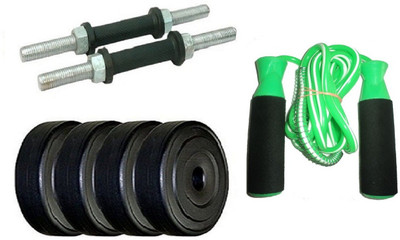 

FACTO POWER PAIR OF DUMBELL RODS ALONG WITH 4 WEIGHT PLATES AND BEARING GREEN COLOR SKIPPING ROPE Gym & Fitness Kit