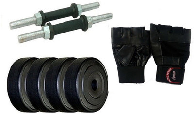 

FACTO POWER 4 KG WEIGHT PLATES (1kG. X 4), DUMBELL RODS & Pair of BLACK COLOUR GYM GLOVES Gym & Fitness Kit