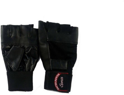 

FACTO POWER Online Series Pair of Black Color Leather Gym Gloves Boxing Gloves (Free Size, Black)