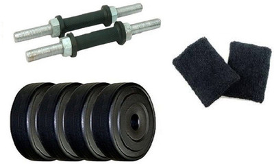 

FACTO POWER ONLINE SERIES 10KG WEIGHT , DUMBEL RODS WITH PAIR OF BLACK WRIST BAND Home Gym Kit