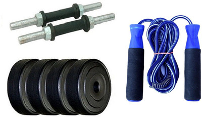 

FACTO POWER PAIR OF DUMBELL RODS ALONG WITH 4 WEIGHT PLATES AND BEARING BLUE COLOR SKIPPING ROPE Gym & Fitness Kit