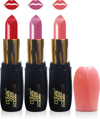 

Color Code new fashion lady matte lipstick cosmetics makeup combo set of 3(l red l carrat pink, 15 g)