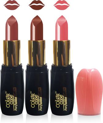 

Color Code new fashion lady matte lipstick cosmetics makeup combo set of 3(l carrat brown l brown)
