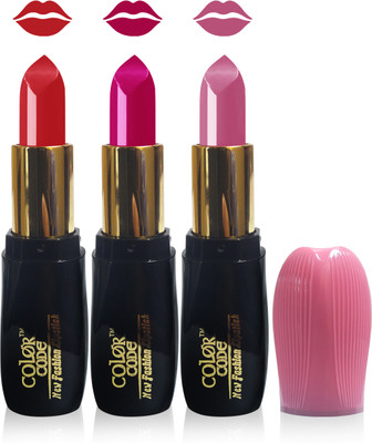 

Color Code new fashion lady matte lipstick cosmetics makeup combo set of 3(l red pink magenta)