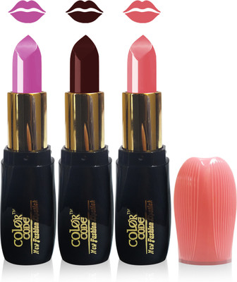 

Color Code new fashion lady matte lipstick cosmetics makeup combo set of 3(l purple l carrat hot chocolate)