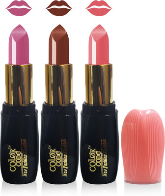 

Color Code new fashion lady matte lipstick cosmetics makeup combo set of 3(pink brown l carrat)
