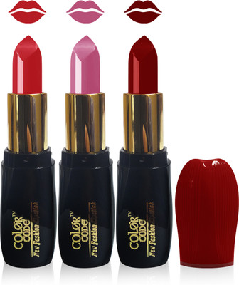 

Color Code new fashion lady matte lipstick cosmetics makeup combo set of 3(l red pink maroon)