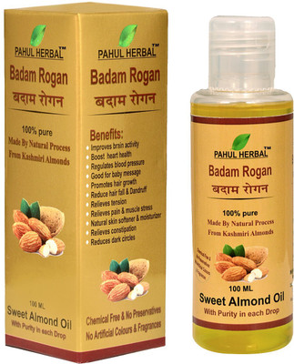 

Pahul Herbal Badam Roghan , Sweet Almond Oil Pure & Natural from Kashmiri almond- 100 ml(100 ml)