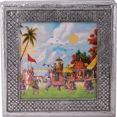 

Shreeng Shreeng Handicraft 10x10 Dry Fruit Box Wooden Decorative Platter(Multicolor)