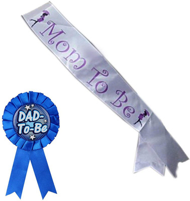 

PARTY PROPZ Mom to be Sash with Dad to Be Badge for Baby Shower Decoration