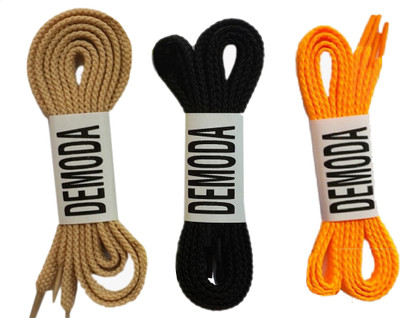 

DE'MODA Flat Shoelaces(Pack of 3-Orange,Beige,Black) Shoe Lace(Multicolor Set of 3)