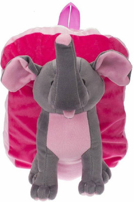 

kidofly Swati toy kids soft school bag new elephant pink gray ( 2 to 6 age ) soft material fabric for nursery/lkg/ukg/paly school boy/girl 10 L - 38 cm(Pink)